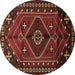 Round Persian Brown Traditional Rug, tr651brn