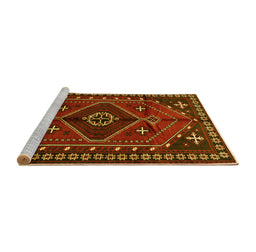 Sideview of Machine Washable Persian Yellow Traditional Rug, wshtr651yw