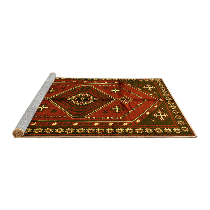 Sideview of Machine Washable Persian Yellow Traditional Rug, wshtr651yw