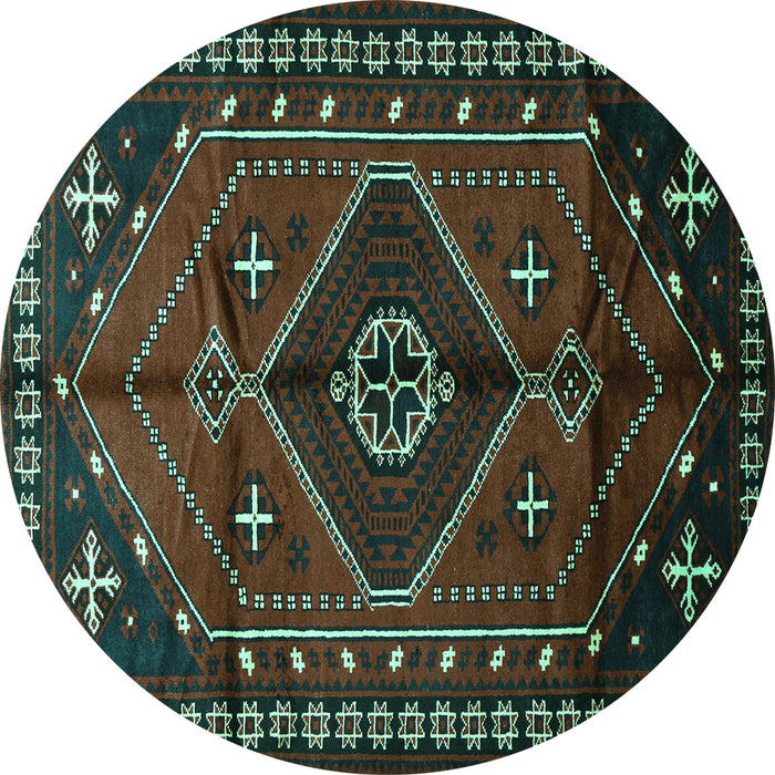 Round Machine Washable Persian Turquoise Traditional Area Rugs, wshtr651turq