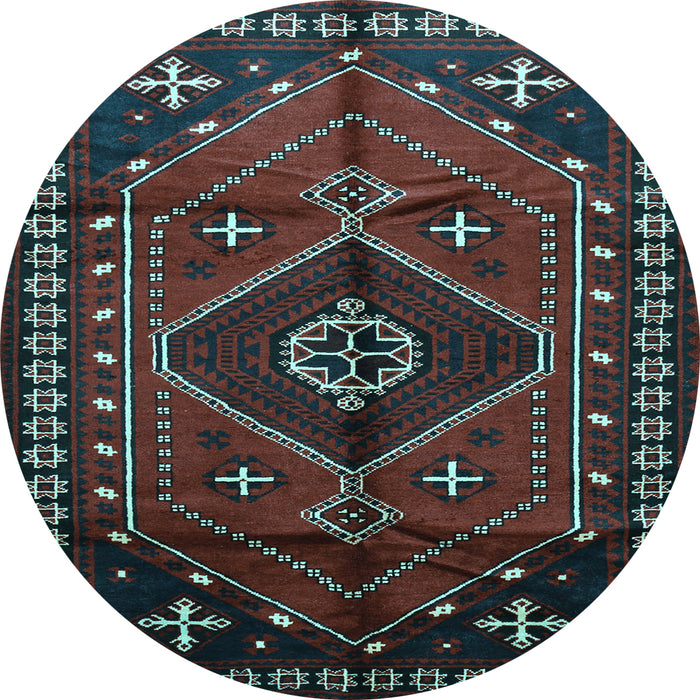 Round Machine Washable Persian Light Blue Traditional Rug, wshtr651lblu