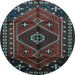 Round Persian Light Blue Traditional Rug, tr651lblu