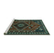 Sideview of Machine Washable Persian Turquoise Traditional Area Rugs, wshtr651turq