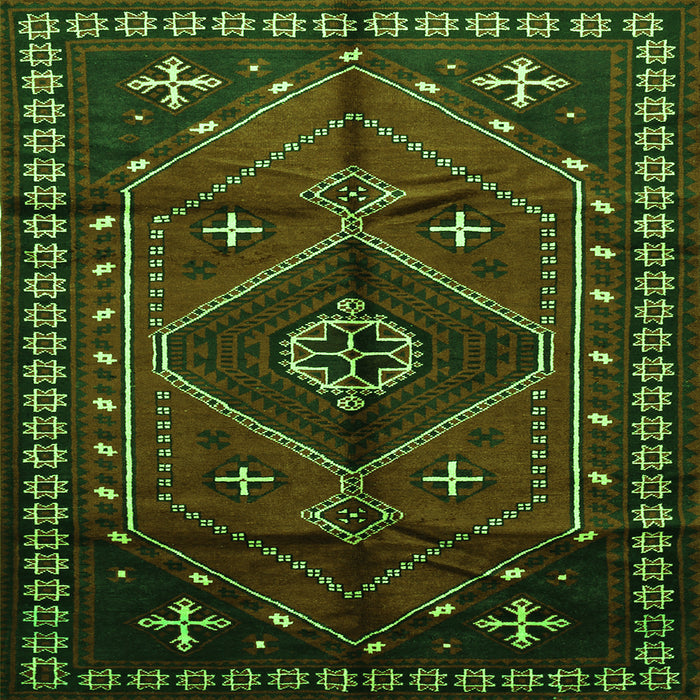 Round Machine Washable Persian Green Traditional Area Rugs, wshtr651grn