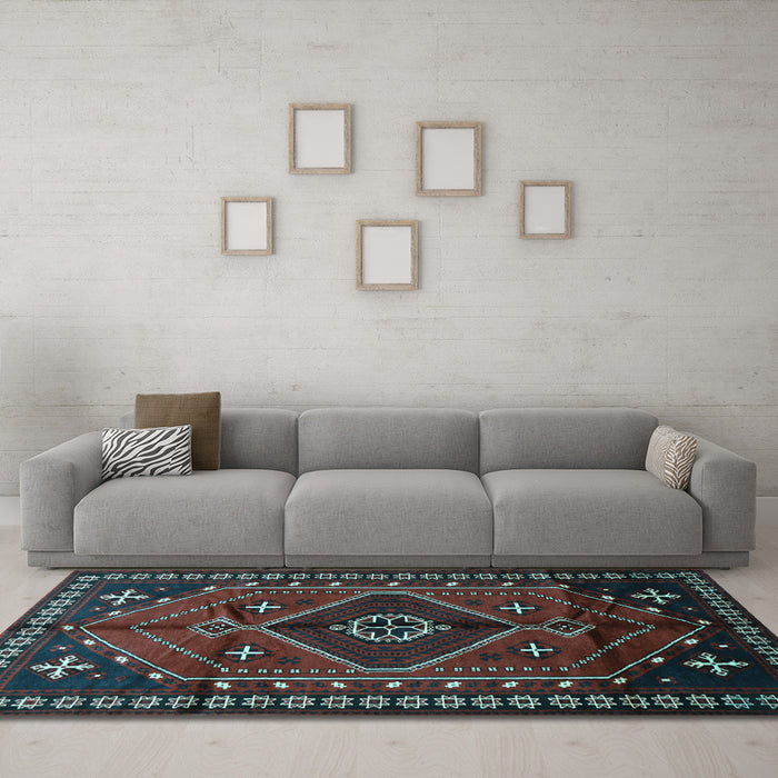 Machine Washable Persian Light Blue Traditional Rug in a Living Room, wshtr651lblu