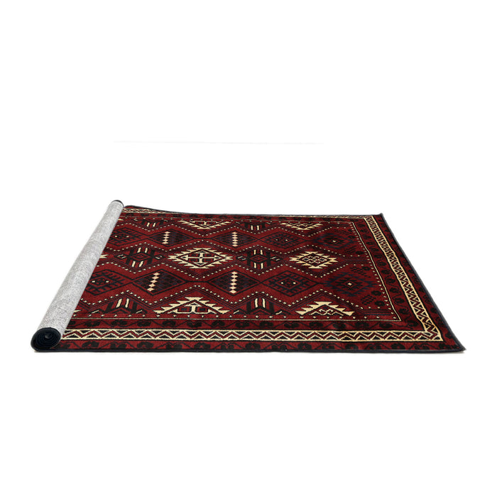 Sideview of Machine Washable Traditional Cranberry Red Rug, wshtr652