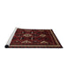 Sideview of Machine Washable Traditional Cranberry Red Rug, wshtr652