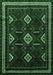 Machine Washable Southwestern Emerald Green Country Area Rugs, wshtr652emgrn