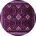 Round Southwestern Purple Country Rug, tr652pur