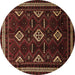 Round Southwestern Brown Country Rug, tr652brn