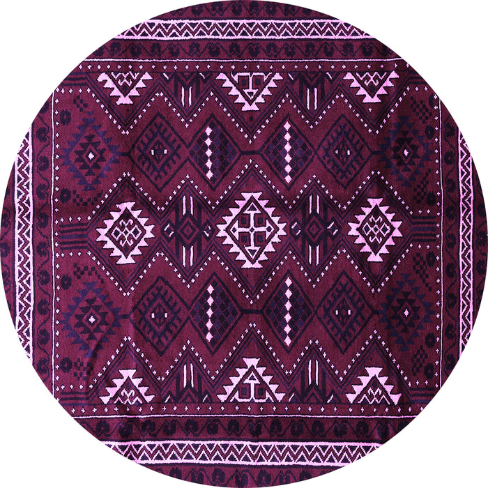 Round Machine Washable Southwestern Purple Country Area Rugs, wshtr652pur