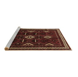 Sideview of Machine Washable Southwestern Brown Country Rug, wshtr652brn