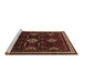 Sideview of Machine Washable Southwestern Brown Country Rug, wshtr652brn