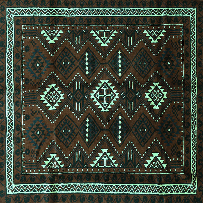 Square Southwestern Turquoise Country Rug, tr652turq