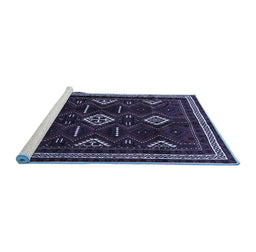 Sideview of Machine Washable Southwestern Blue Country Rug, wshtr652blu
