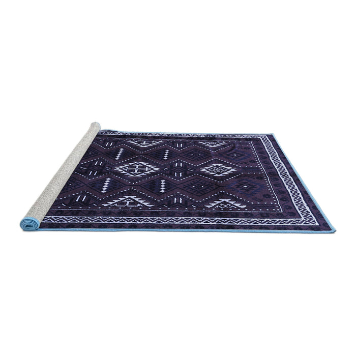 Sideview of Machine Washable Southwestern Blue Country Rug, wshtr652blu