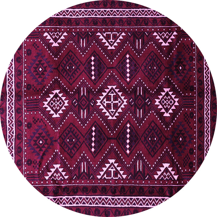 Round Machine Washable Southwestern Pink Country Rug, wshtr652pnk