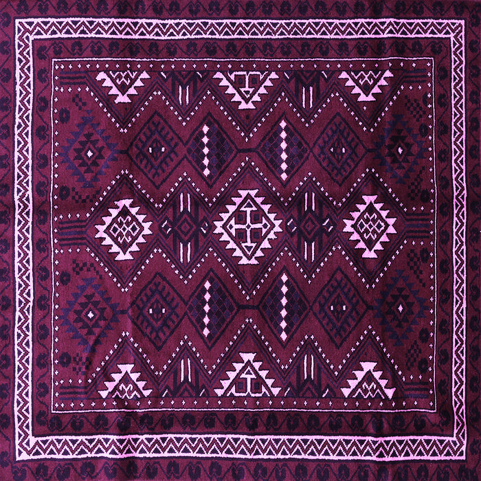 Square Machine Washable Southwestern Purple Country Area Rugs, wshtr652pur