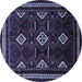 Round Southwestern Blue Country Rug, tr652blu