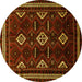 Round Southwestern Yellow Country Rug, tr652yw