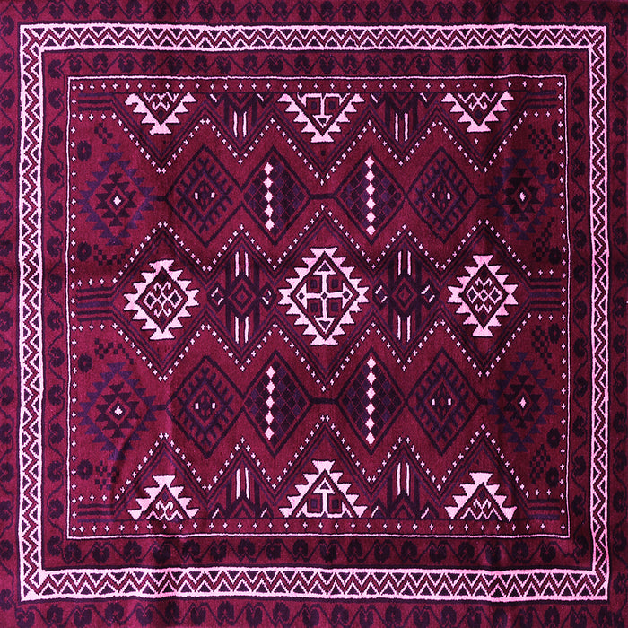 Square Machine Washable Southwestern Pink Country Rug, wshtr652pnk