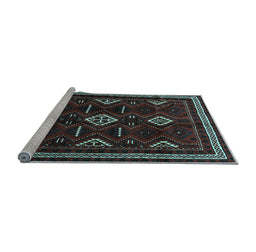 Sideview of Machine Washable Southwestern Light Blue Country Rug, wshtr652lblu