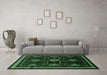 Machine Washable Southwestern Emerald Green Country Area Rugs in a Living Room,, wshtr652emgrn
