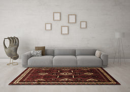 Machine Washable Southwestern Brown Country Rug in a Living Room,, wshtr652brn