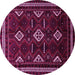 Round Southwestern Pink Country Rug, tr652pnk