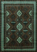 Southwestern Turquoise Country Rug, tr652turq