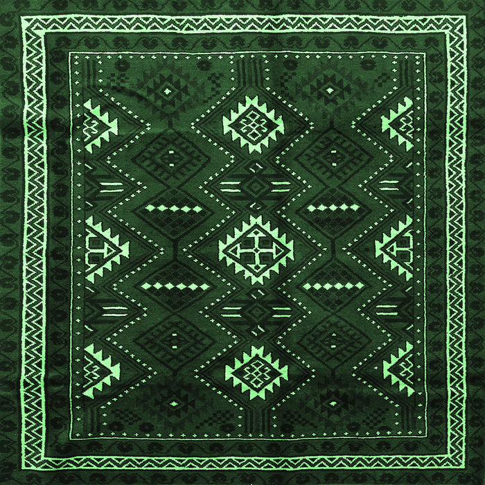 Square Southwestern Emerald Green Country Rug, tr652emgrn