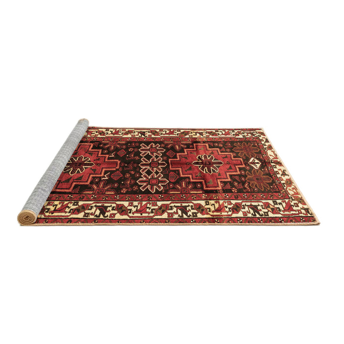 Sideview of Machine Washable Persian Brown Traditional Rug, wshtr653brn