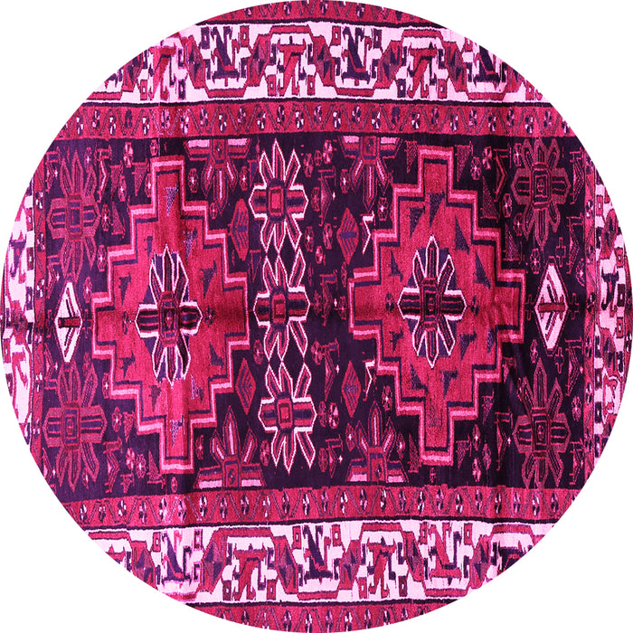 Round Machine Washable Persian Pink Traditional Rug, wshtr653pnk