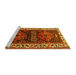 Sideview of Machine Washable Persian Yellow Traditional Rug, wshtr653yw