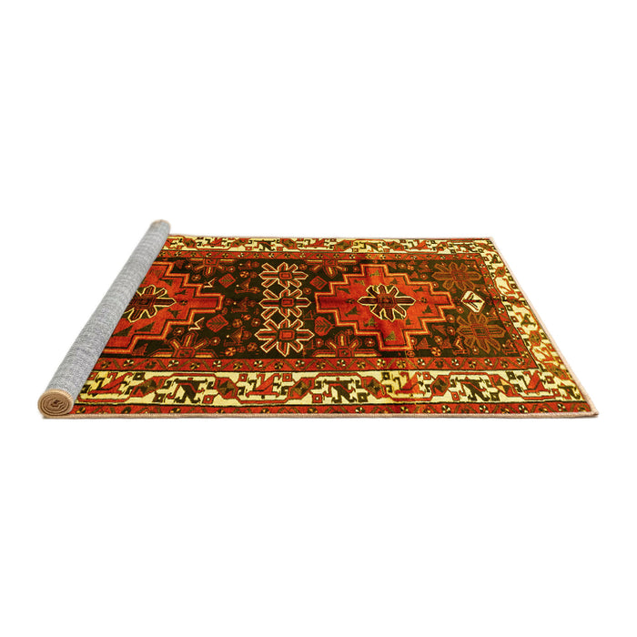 Sideview of Machine Washable Persian Yellow Traditional Rug, wshtr653yw