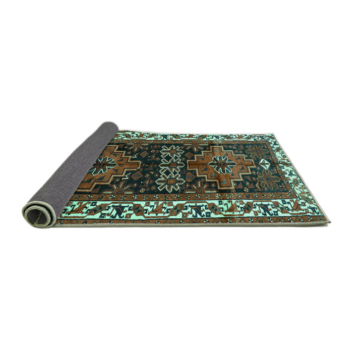 Sideview of Persian Turquoise Traditional Rug, tr653turq