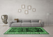 Machine Washable Persian Emerald Green Traditional Area Rugs in a Living Room,, wshtr653emgrn