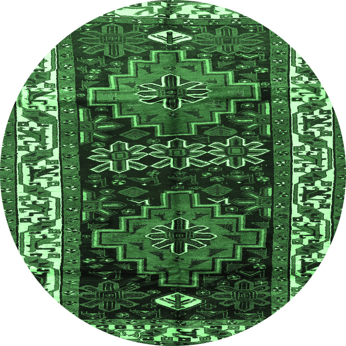 Round Persian Emerald Green Traditional Rug, tr653emgrn