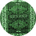 Round Persian Emerald Green Traditional Rug, tr653emgrn