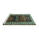 Sideview of Machine Washable Persian Turquoise Traditional Area Rugs, wshtr653turq