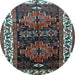 Round Persian Light Blue Traditional Rug, tr653lblu