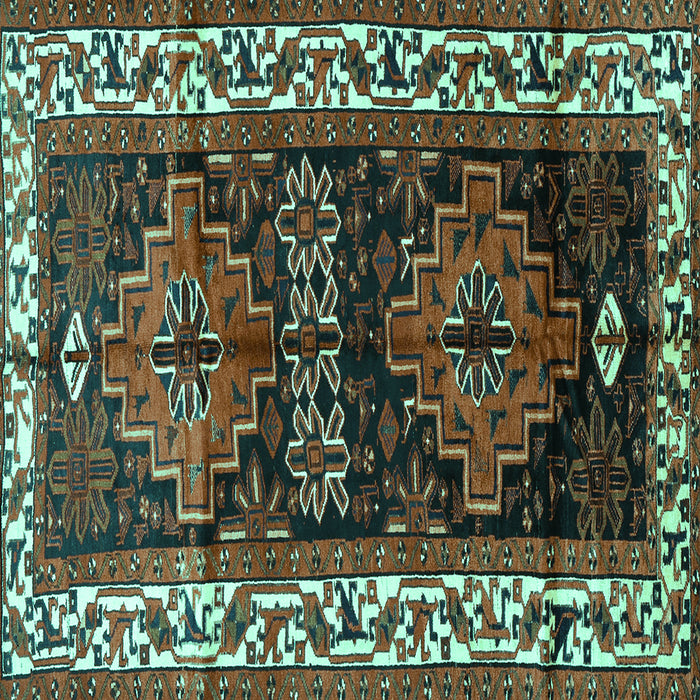 Square Machine Washable Persian Turquoise Traditional Area Rugs, wshtr653turq