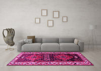 Machine Washable Persian Pink Traditional Rug, wshtr653pnk