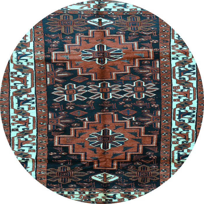 Round Machine Washable Persian Light Blue Traditional Rug, wshtr653lblu