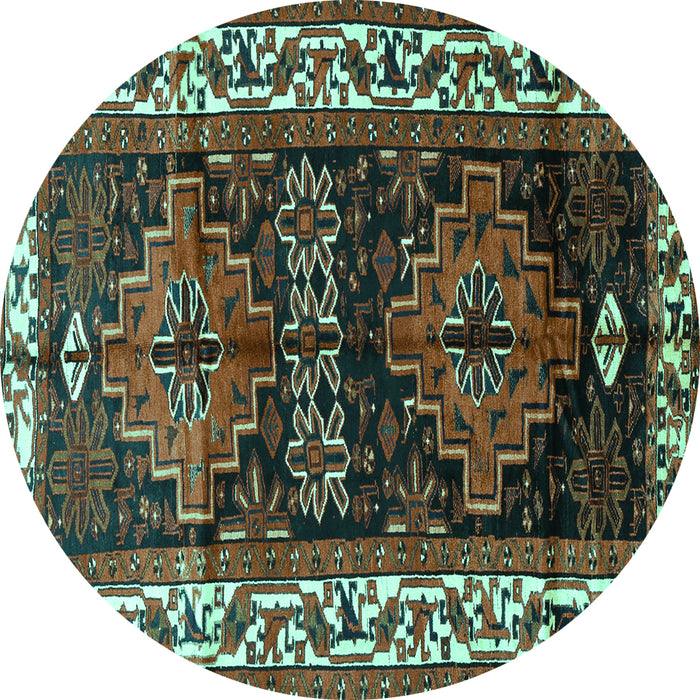 Round Persian Turquoise Traditional Rug, tr653turq
