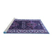 Sideview of Machine Washable Persian Blue Traditional Rug, wshtr653blu