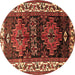 Round Persian Brown Traditional Rug, tr653brn