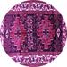 Round Machine Washable Persian Purple Traditional Area Rugs, wshtr653pur