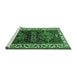 Sideview of Machine Washable Persian Emerald Green Traditional Area Rugs, wshtr653emgrn