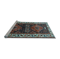 Sideview of Machine Washable Persian Light Blue Traditional Rug, wshtr653lblu